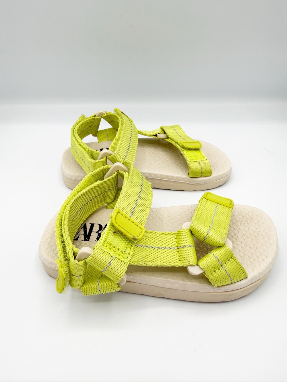 Zara Kids Technical Sandals Lime Green Hook & Loop Size 24 US 8